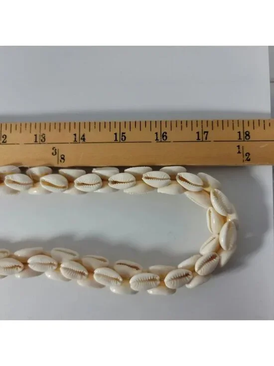 VTG Handmade Cowrie Puka Shells Beaded Lei Hawaii Beach Tiki Necklace 36" - Picture 3 of 5